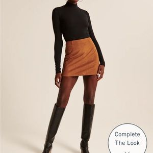 Vegan suede mini skirt brown